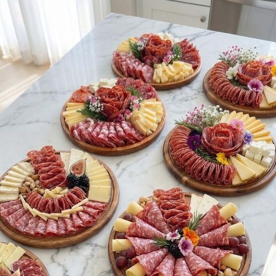 Mesa de evento con montajes individuales y flores